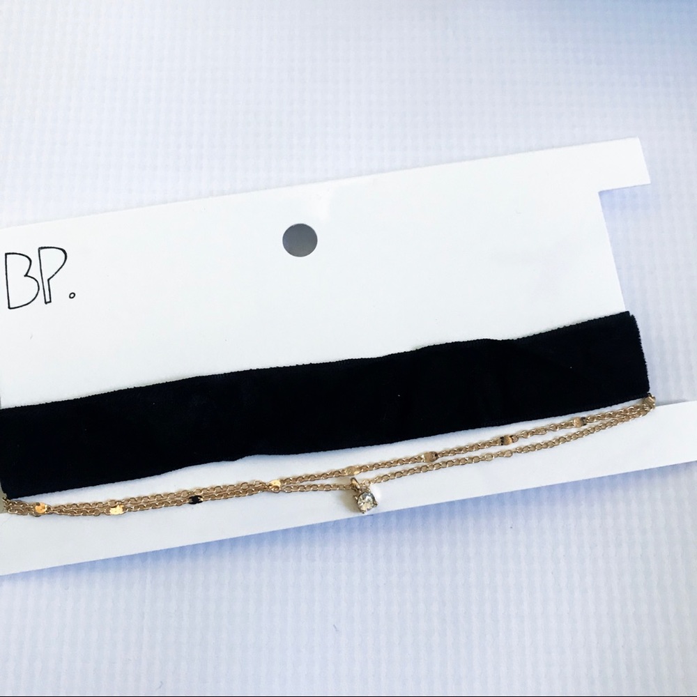 NWT BP Nordstrom velvet gold crystal choker set